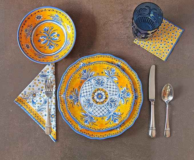 Le Cadeaux Luxury 16 Piece Melamine Dinnerware Set, Service for 4 (Benidorm)