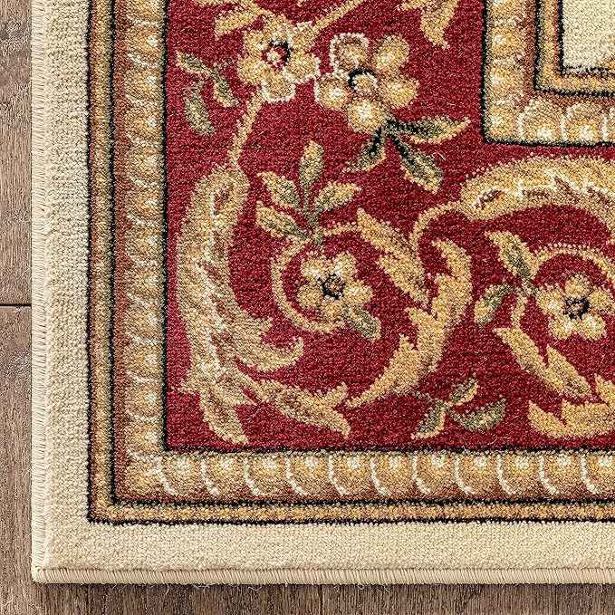 Well Woven Timeless Collection Fleur De Lis Ivory 6x9 Luxurious Traditional French Aubusson Oriental Area Rug Perfect for Living Room Bedroom or Dining Room Easy-to-Clean Durable Design