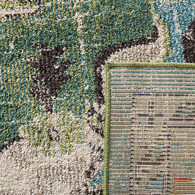 SAFAVIEH Area Rug 6x8 - Monaco Collection - Forest Green & Light Blue, Non-Shedding & Easy to Clean, Distressed Medallion Design, Ideal for Living Room, Bedroom, Dining Space (MNC243F)