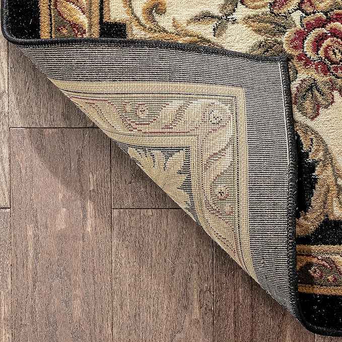 Pastoral Medallion Black French European Formal Traditional 2x7 (2'3" X 7'3") Runner Rug Stain / Fade Resistant Contemporary Floral Thick Soft Plush Hallway Entryway Living Dining Room Area Rug
