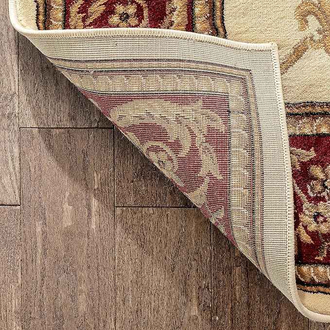 Well Woven Timeless Collection Fleur De Lis Ivory 6x9 Luxurious Traditional French Aubusson Oriental Area Rug Perfect for Living Room Bedroom or Dining Room Easy-to-Clean Durable Design