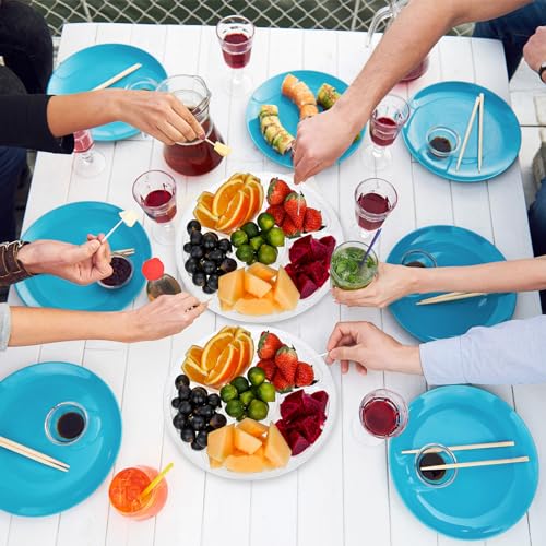 12 Pack Round Plastic Veggie Tray with Lid Fruit Tray 6 Divided Compartment Container Food Serving Dip Platter Reusable Catering Trays for Veggie Fruit Snack Party and Buffet Trays(Clear (Clear / 10inch)