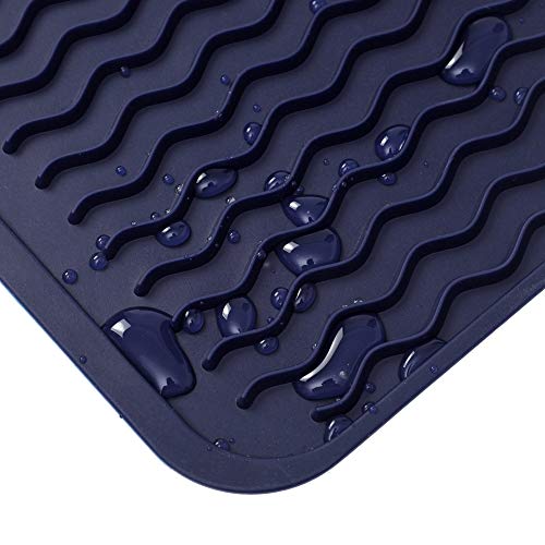 Silicone Dish Drying Mat (Navy Blue / 16"L x 12"W)