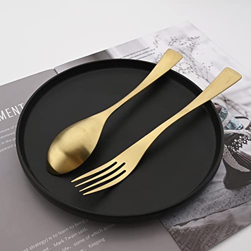 Luxury 18 10 Stainless Steel Matte Champagne gold Cutlery Flatware Set (4 / Champagne Gold)