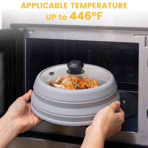 Silicone Microwave Splatter Cover Collapsible for Food Plate Bowl 9.8 inch (grey / 9.8 inch)
