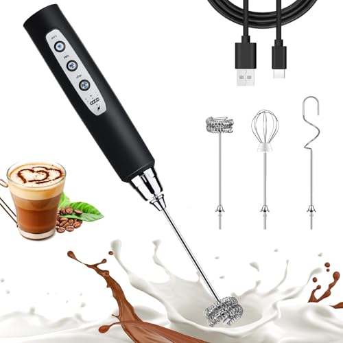 Black Milk Frother Wand for Coffee (Black)
