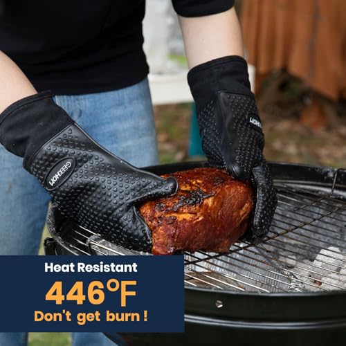 BBQ Gloves Heat Resistant (Black / Large)