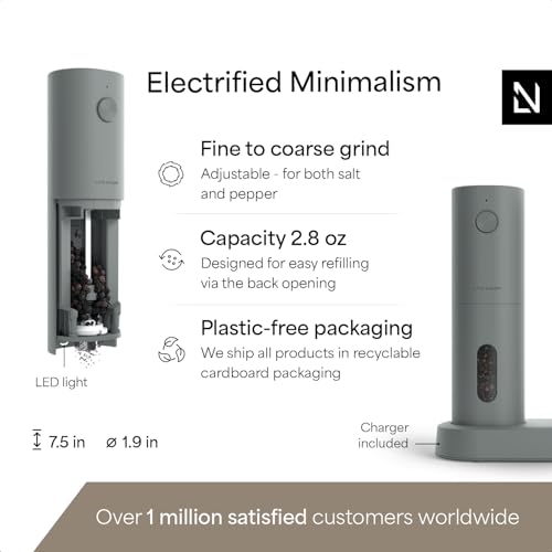 Electric Salt and Pepper Grinder Set (Ash Gray / Set of two electric grinders)