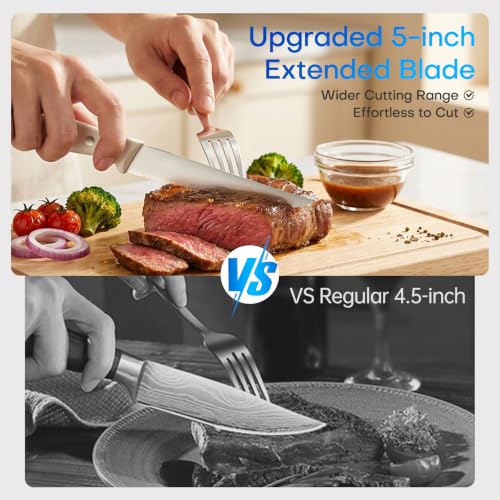 Upgraded Knife Set High Carbon Stainless Steel Ultra Sharp Blade Ergonomic Handle (Ivory Pro H / 15)