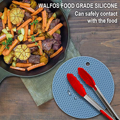 Silicone Trivet Mats (7+9in, 4 Nordic Blue Round)