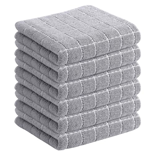100% Cotton Terry Kitchen Towels (Light Grey / 13 X 28 - 6 Pack)