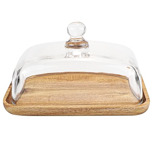 Glass Butter Dish with Lid Clear Glass Butter Keeper Container for Butter (Size 2)