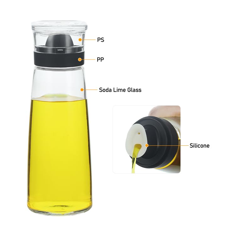 Small Glass Olive Oil and Vinegar Dispenser Bottles Set for Kitchen Cooking with Silicone Dual Pouring Spout (Black / 5.4 oz)