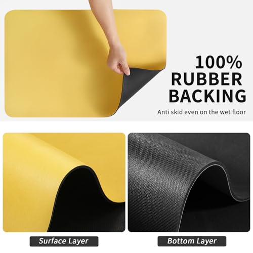 Coffee Mat Absorbent Hide Stain Rubber Backed Dish Drying Mat for Kitchen Counter (Yellow / 17" x 31.5")