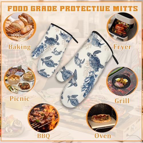 Turtle Coral Oven Mitts and Pot Holders Set (Turtle Coral)
