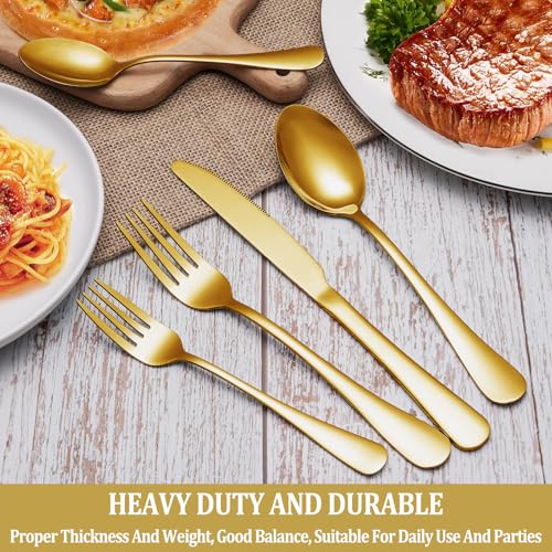 20 Pcs Gold Silverware Set Service for 4 (Gold)