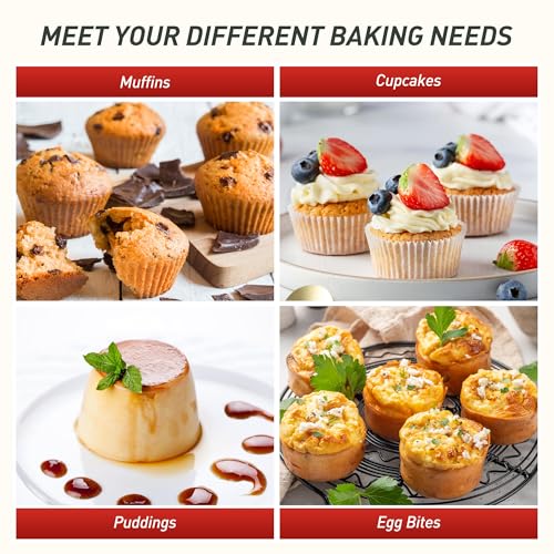 2 Packs 24 Cups Silicone Muffin Pan with Metal Reinforced Frame Mini Size Cupcake Pan Tray Egg Bites Silicone Circle Cookie Molds Muffin Tin Tart Pans Baking Sheet Set for Breakfast Sandwiches (2pc: 24-Cup Mini / Red & Blue)