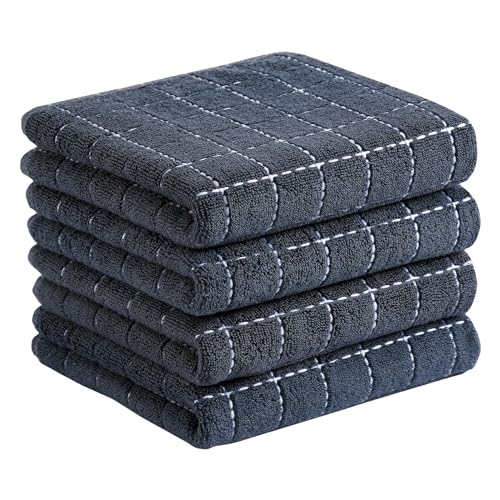 100% Cotton Terry Kitchen Towels (Dark Grey / 13 X 28 - 4 Pack)