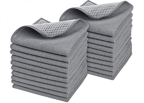 Dish Cloth for Washing Dishes Kitchen Washcloth Cleaning Cloth (Grey / 12inchx12inch 20pack)