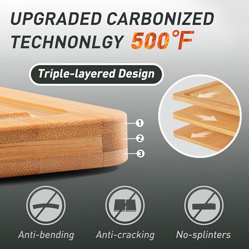 Bamboo Cutting Board Set Non Slip Feet with Holder Over Sink Adult Women Her Sister Aunt Wife Hustband Lady Bestie Soul Happy Christmas Xmas Birthday Gifts Cool Unique Aesthetic 30 40 60 70 Year Old (4 Pack with Holder / Natural)