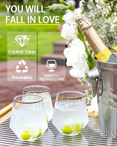 40 Pack Plastic Wine Glasses (Gold Rim-40 Pack / no)