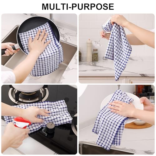 12 Pack Dishcloths and Kitchen Towels Sets (Blue / 12-Piece Set)