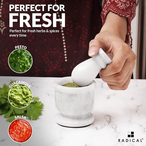 Marble Mortar and Pestle Set 2.5" Small Spice & Herb Grinder (White / 2.5" Inches)