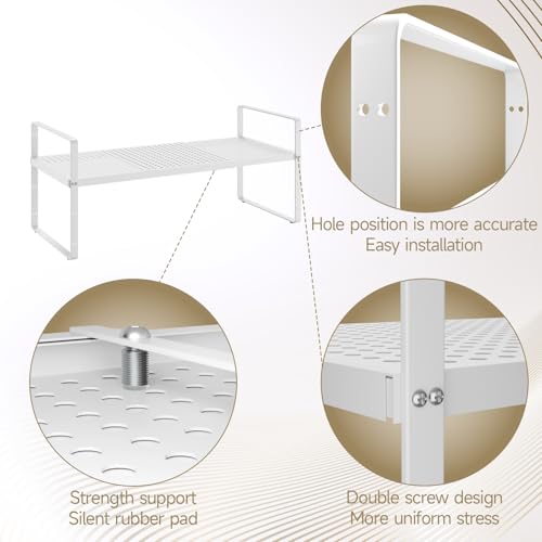 16.5~27.1" Expandable Shelf with Hole (White / 2Pcs // 10.2''W-K)