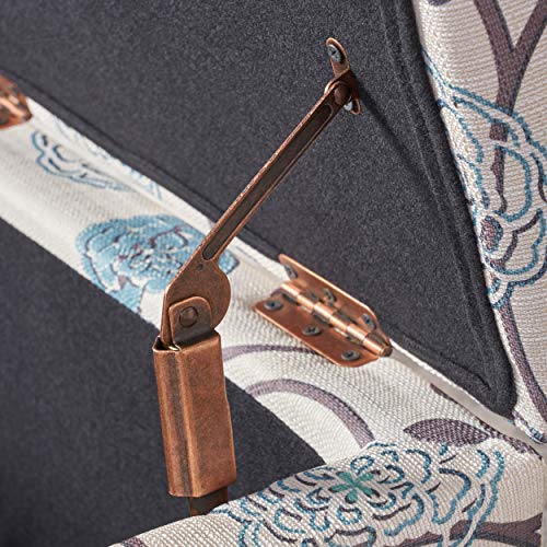 Breanna Fabric Storage Ottoman (White and Blue Floral)