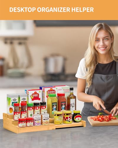 Spice Rack 3 Tier Natural Bamboo (Bamboo-2 Pack)