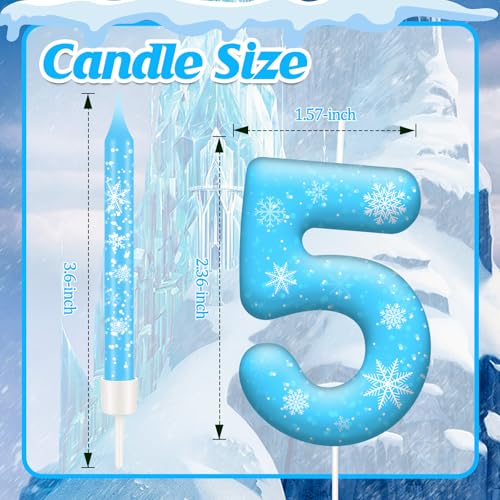 13PCS Snowflake Themed Birthday Candles Number 5 Set (Blue+White / 5)