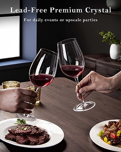 Hand Blown Italian Style Crystal White or Red Wine Glasses (4 Count (Pack of 1))