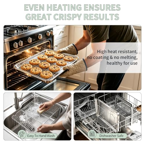 Stainless Steel Baking Sheet with Rack Set (17.6'' x 13'' x 1'')