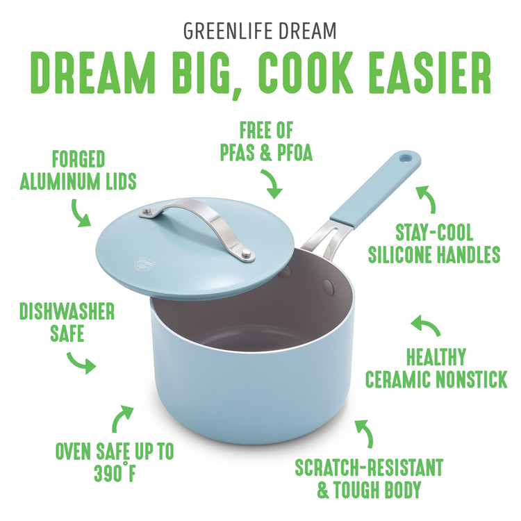 2 Quart Nonstick Saucepan with Lid (2QT Saucepan with Lid / Blue Haze)