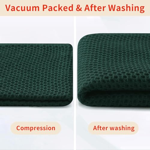 100% Cotton Waffle Weave Kitchen Dish Cloths 8 (Blackish Green / 12 X 12 - 8 Pack)