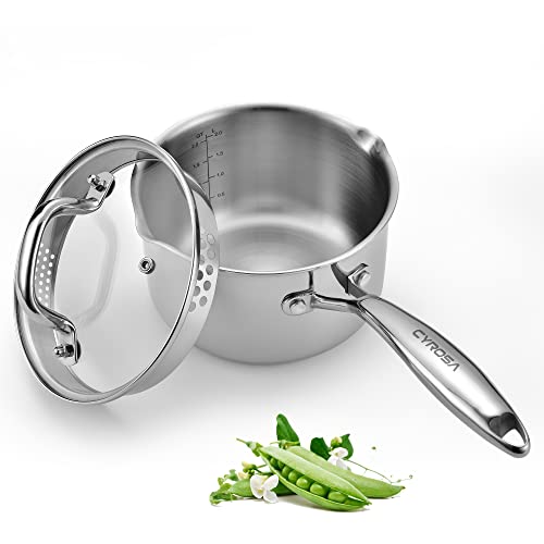 Stainless Steel Saucepan with Glass Lid (2.0 QT)