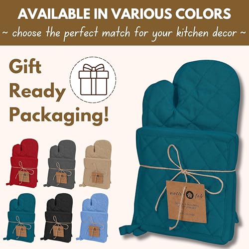Pot Holders and Oven Mitts Sets for Kitchen Heat Resistant (Teal)