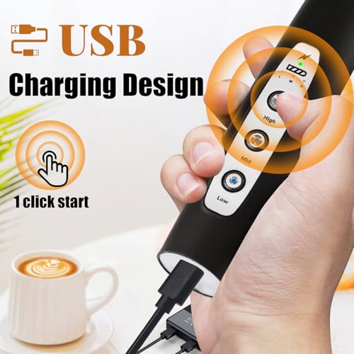 Black Milk Frother Wand for Coffee (Black)
