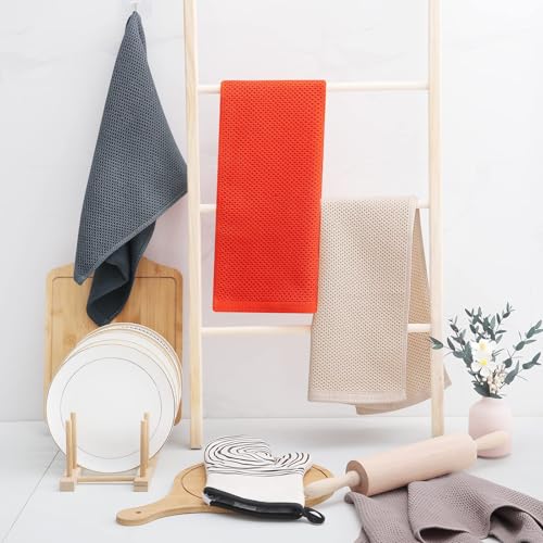 100% Cotton Waffle Weave Kitchen Dish Towels 12 (Beige / 13 X 28 - 12 Pack)