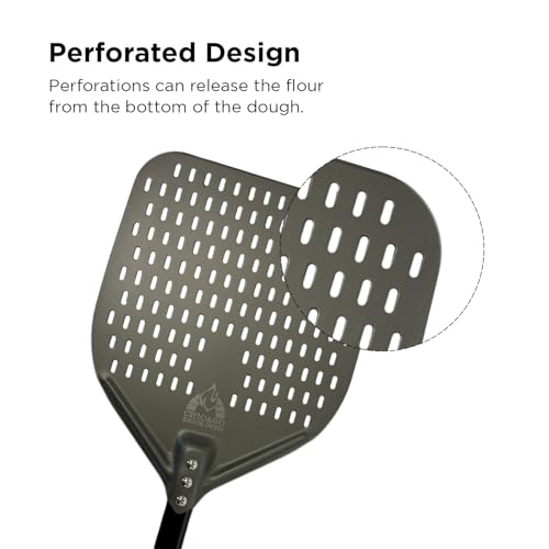 12 x 15 Perforated Aluminum Pizza Peel (Platinum - Perforated Anodized / 12" x 15" Peel - 47" Overall)
