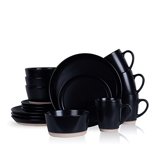 Jules Stoneware 16 (16 Piece - Service for 4 / Black)