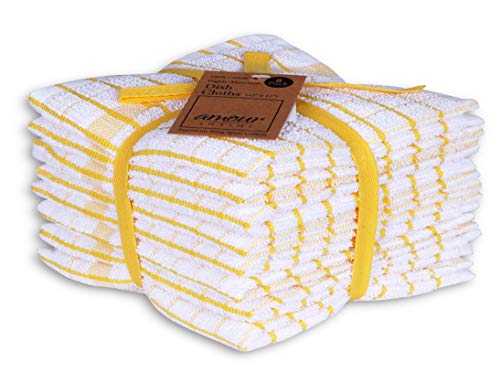 Kitchen Dish Cloths Set of 8 (Yellow / 12 x 12 Inches - Set of 8)