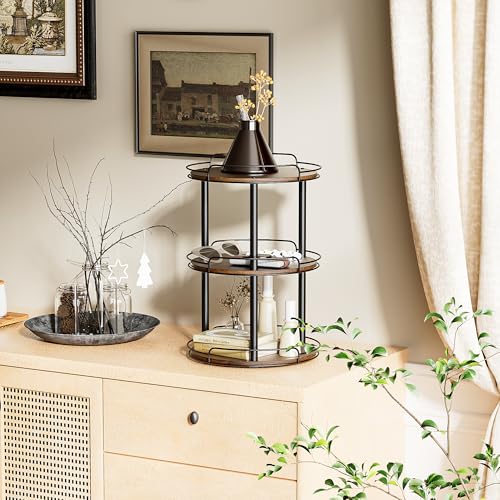 12'' Wood Lazy Susan Turntable Organizer for Cabinet (12 inches 3 Tier)