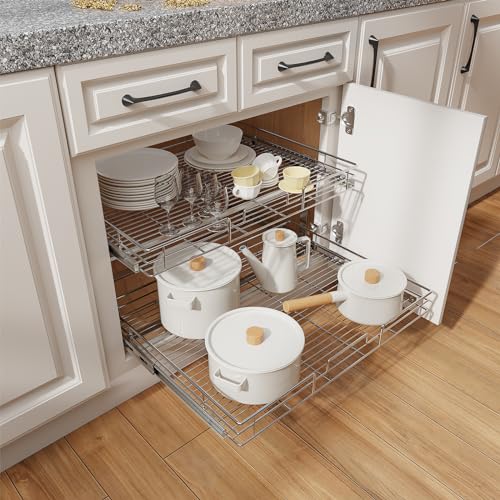 Individual Pull Out Cabinet Organizer (2 Tier / 27"W x 21½"D)
