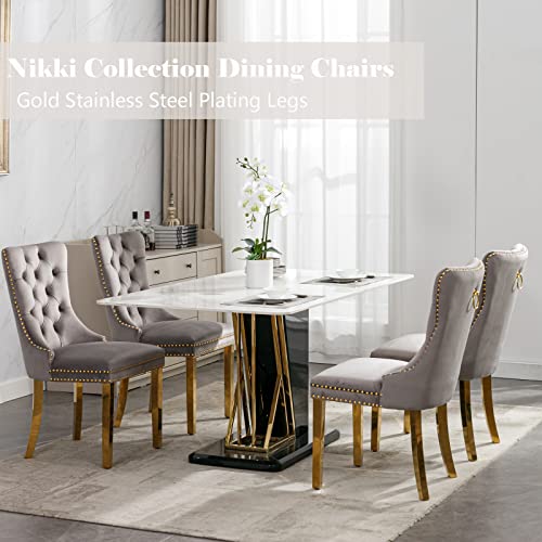 Grey Velvet Dining Chairs Set of 4 (Classic Gray)