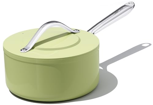 3.5 QT Ceramic Sauce Pan with Lid (Olive Green)