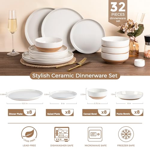 Dinnerware Sets for 8 (Light Beige / Service For 8(32Pcs))