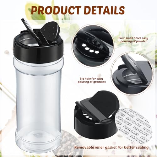 36 Pcs Plastic Spice Jars with Shaker Lids (8.5 oz / Black)
