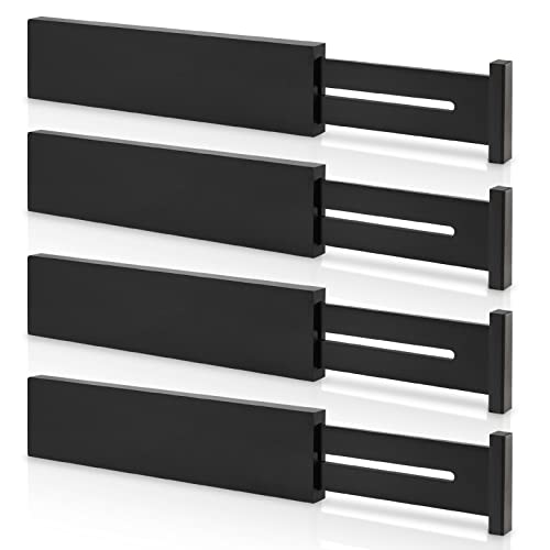 4 Pack Bamboo Drawer Dividers 2.6" High (Black / 12-17 INCH)