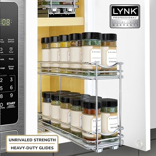 Pull Out Spice Organization for Cabinets (Chrome / 4-1/4" - 2 Tier)
